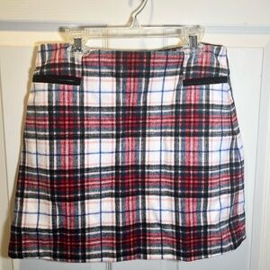 Plaid Mini Skirt in Red and Black